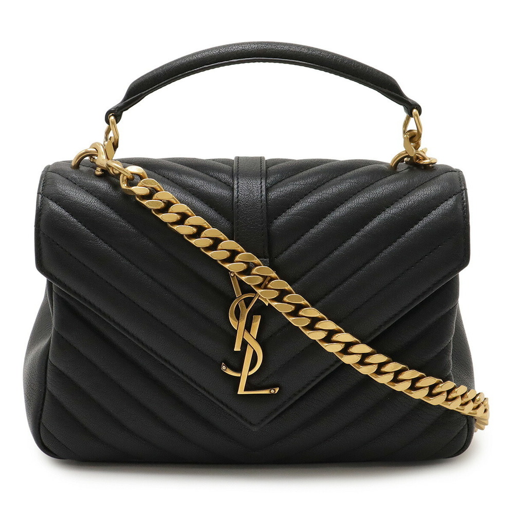 SAINT LAURENT PARIS YSL College Handbag Chain Shoulder Bag Black